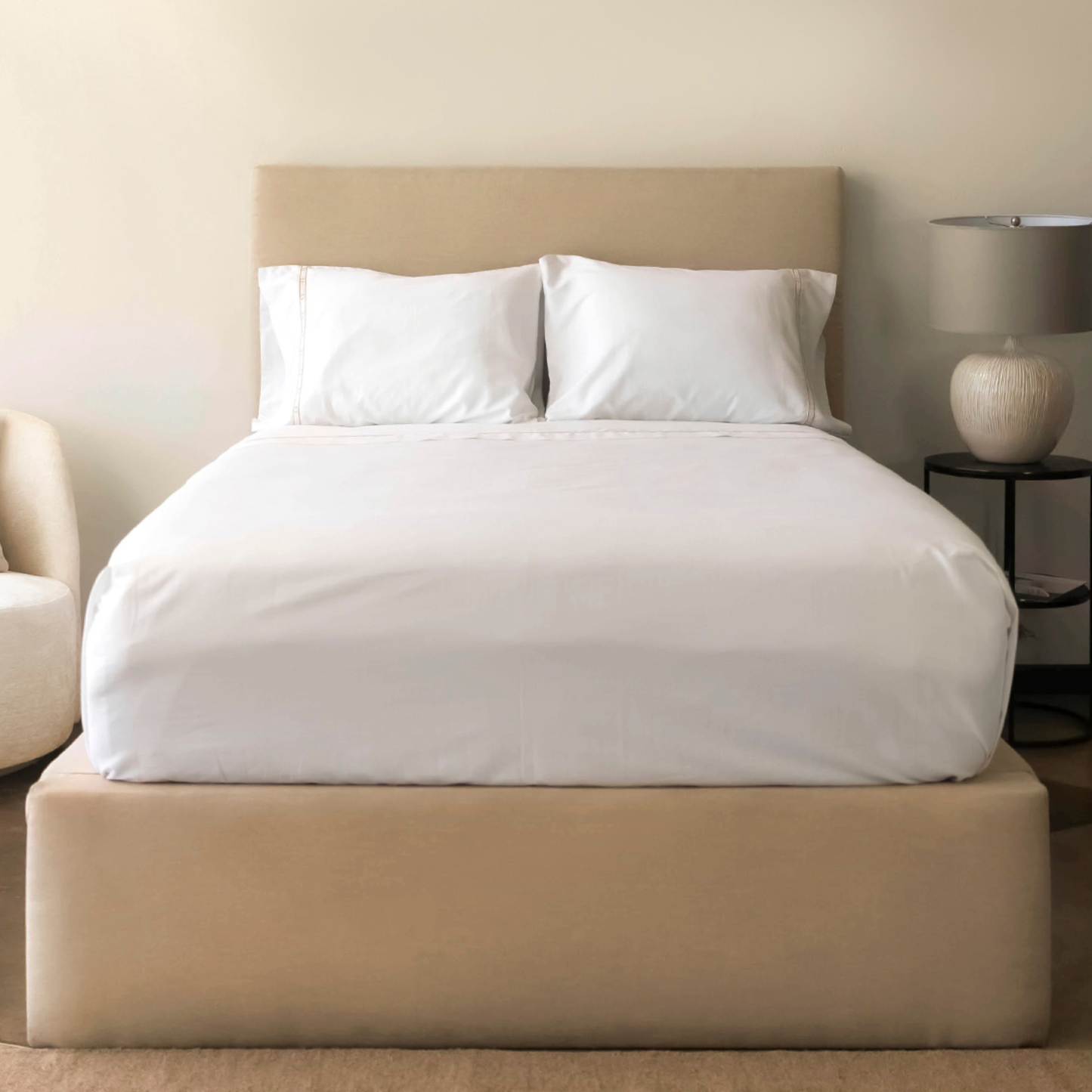 Juego de Sábanas con Bordado Ladder 300 Hilos, 100% Algodón