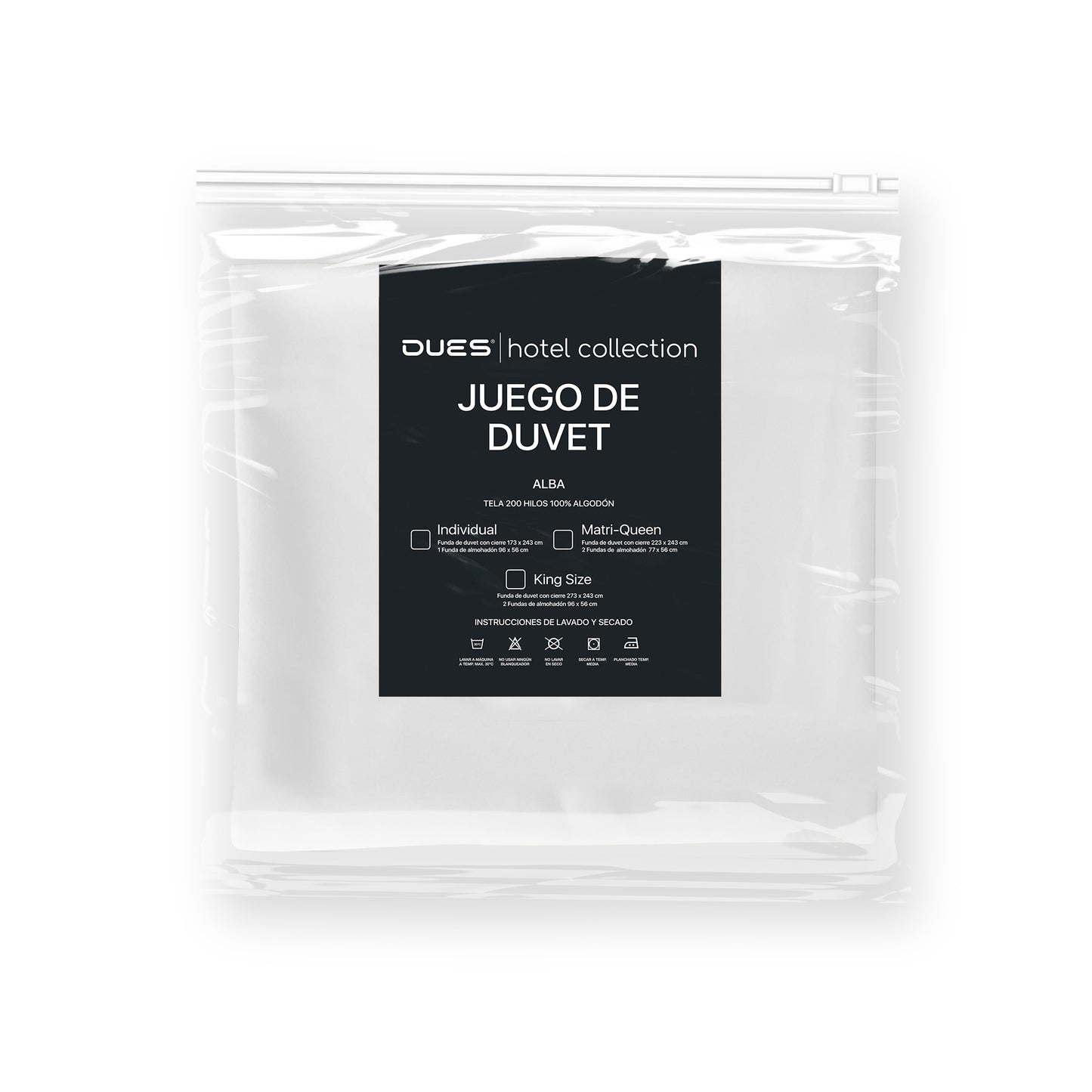 Juego de Funda de Duvet Tela Alba 200 hilos 100% Algodón