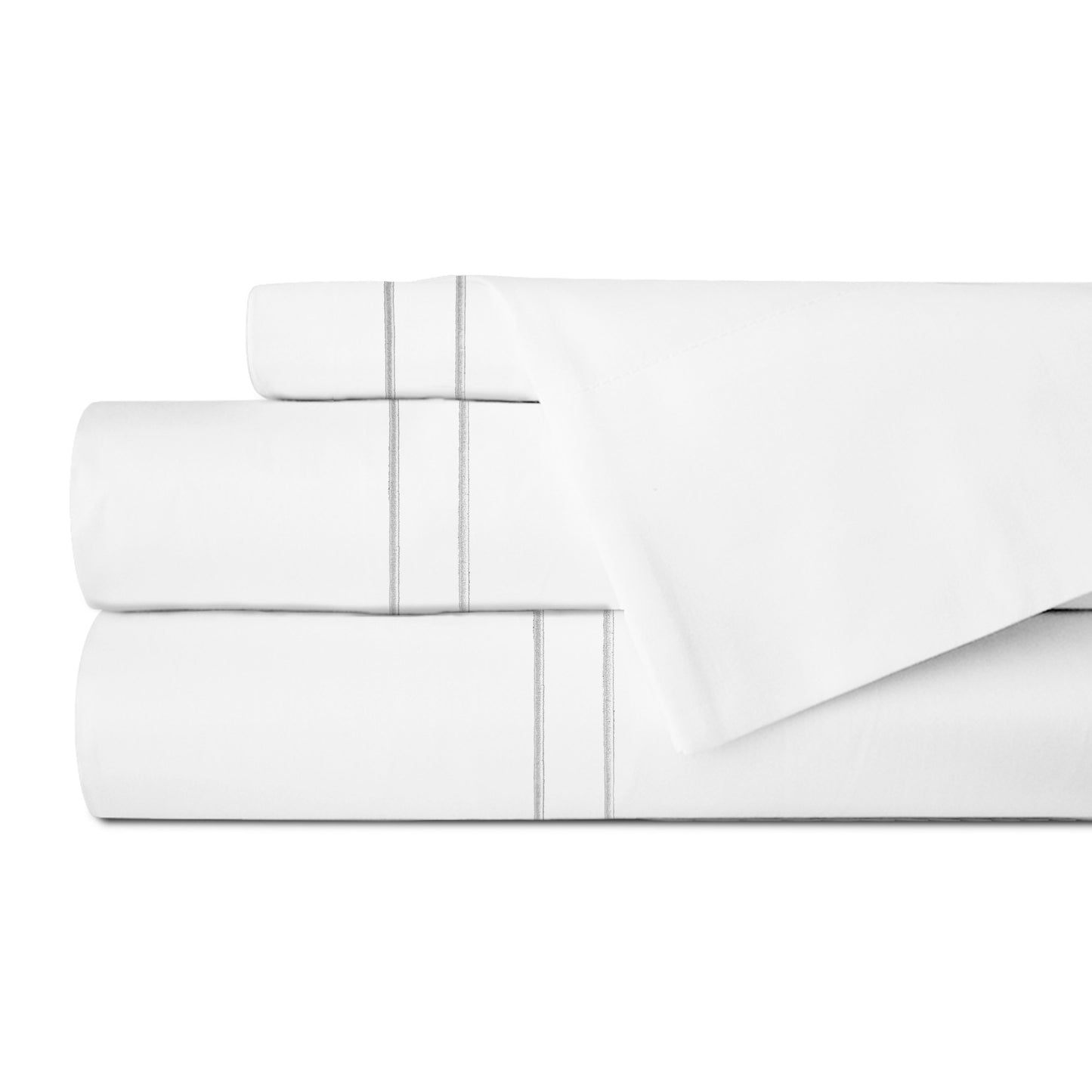 Juego de Sábanas con Bordado Doble Festón, 300 Hilos 100% Algodón