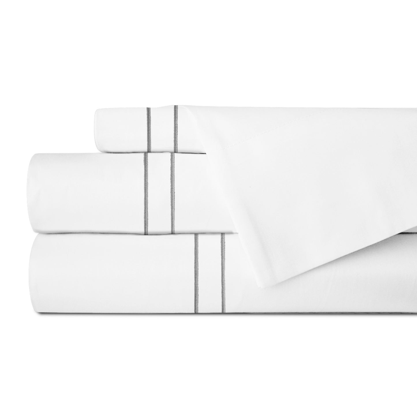 Juego de Sábanas con Bordado Doble Festón, 300 Hilos 100% Algodón