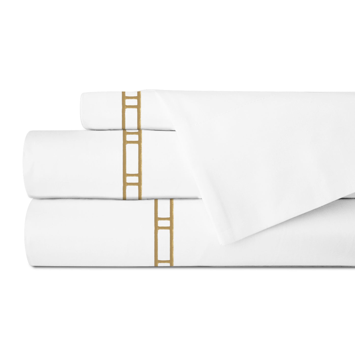 Juego de Sábanas con Bordado Ladder 300 Hilos, 100% Algodón